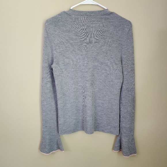 Tory Burch Size S P Gray Sweater with Button Detail 100% Merino Wool - Picture 2 of 10